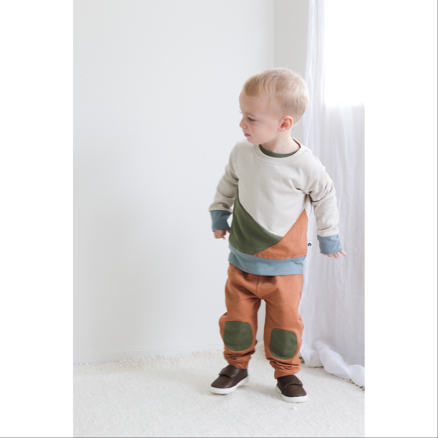 Track Pants - Tan / Moss Green