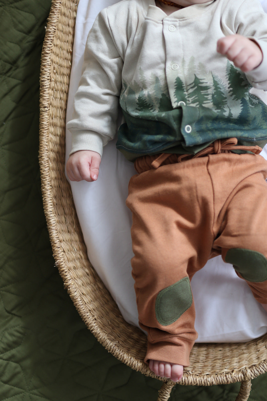 Track Pants - Tan / Moss Green
