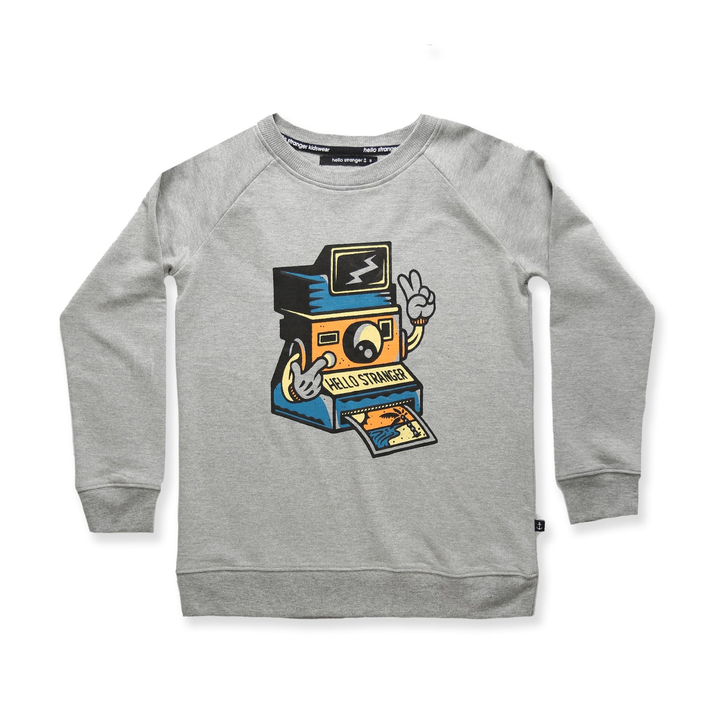 Snap raglan crew - grey marle