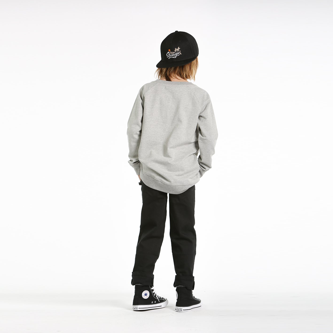 Snap raglan crew - grey marle
