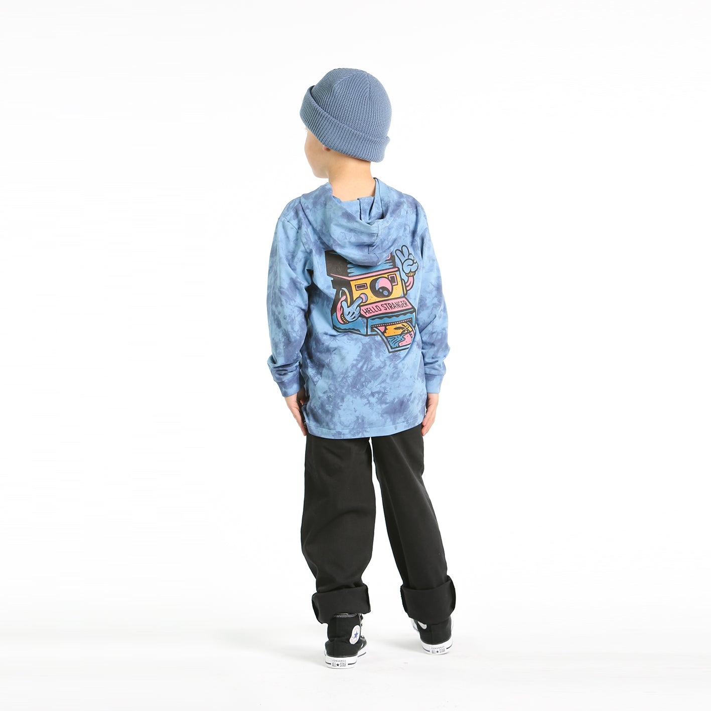 Snap LS hooded tee - Pacific Blue Dye