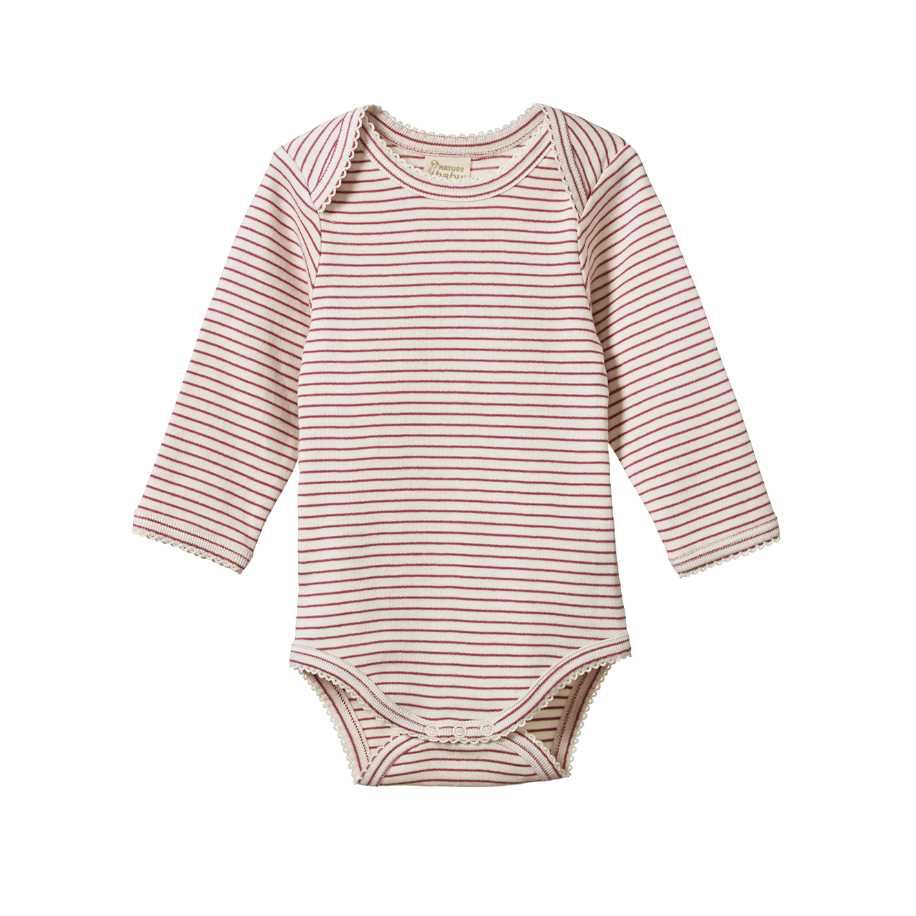 Cotton Long Sleeve Bodysuit Rhubarb Pinstripe