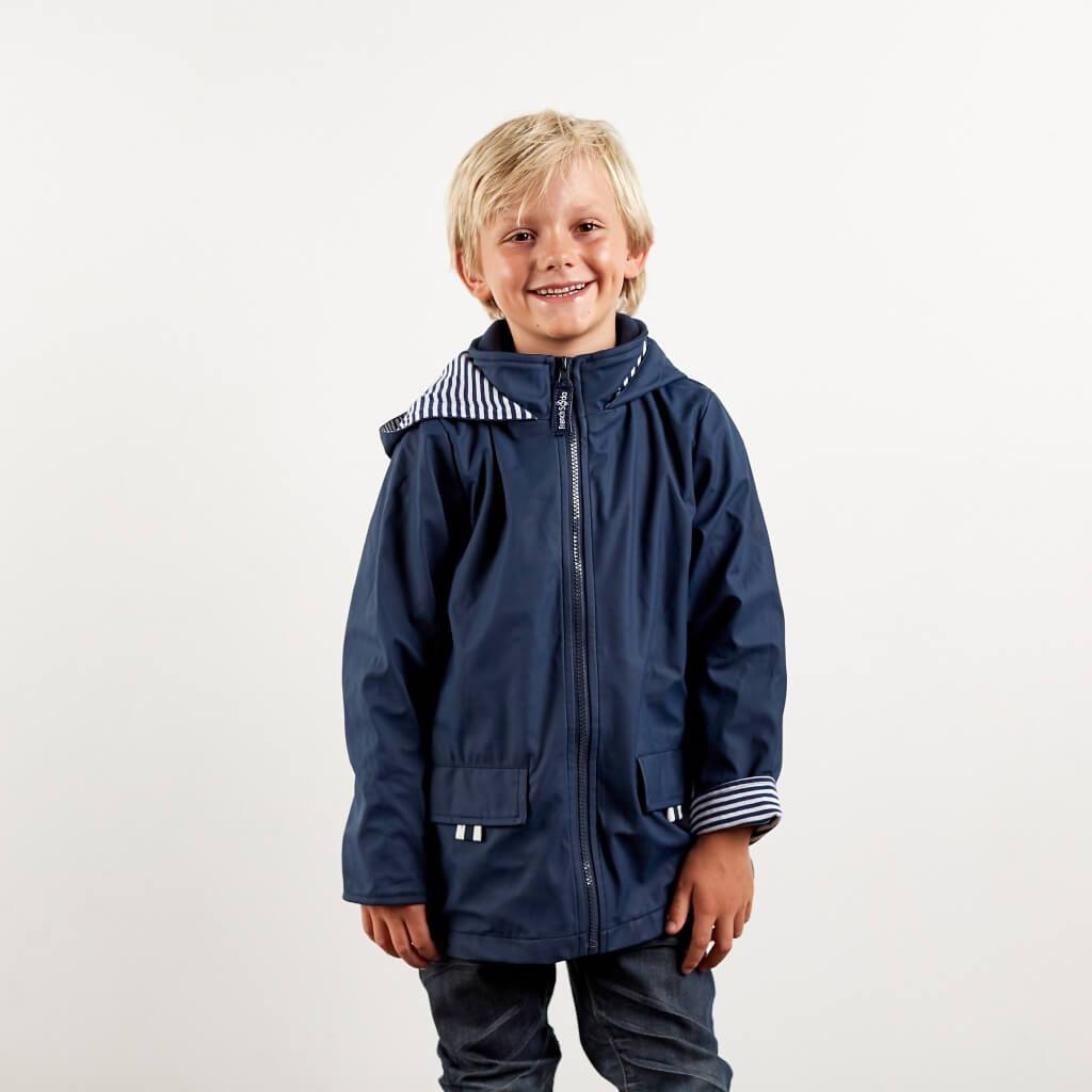 Navy Blue Zip Unisex Raincoat