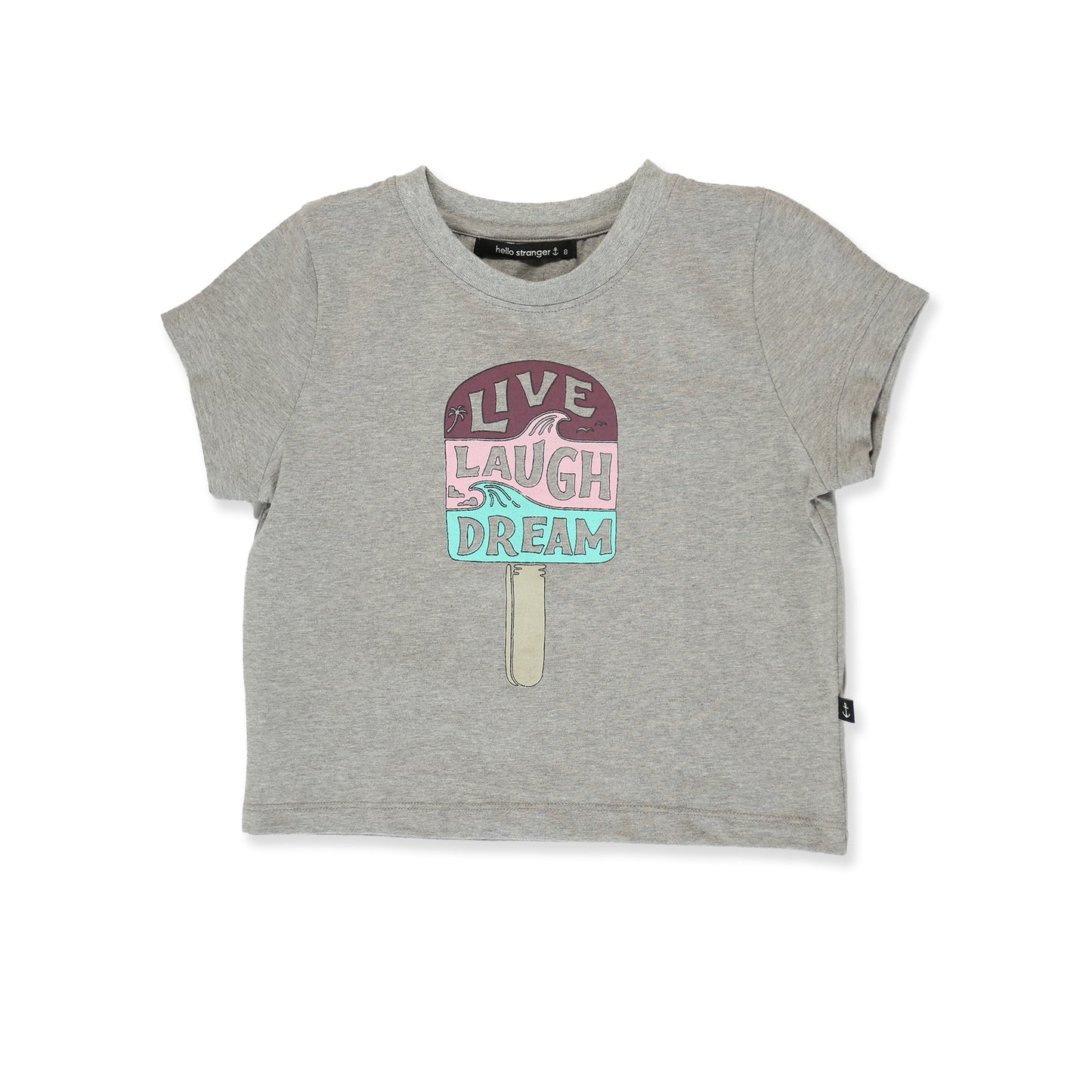 Live Laugh Dream Crop Tee - Grey