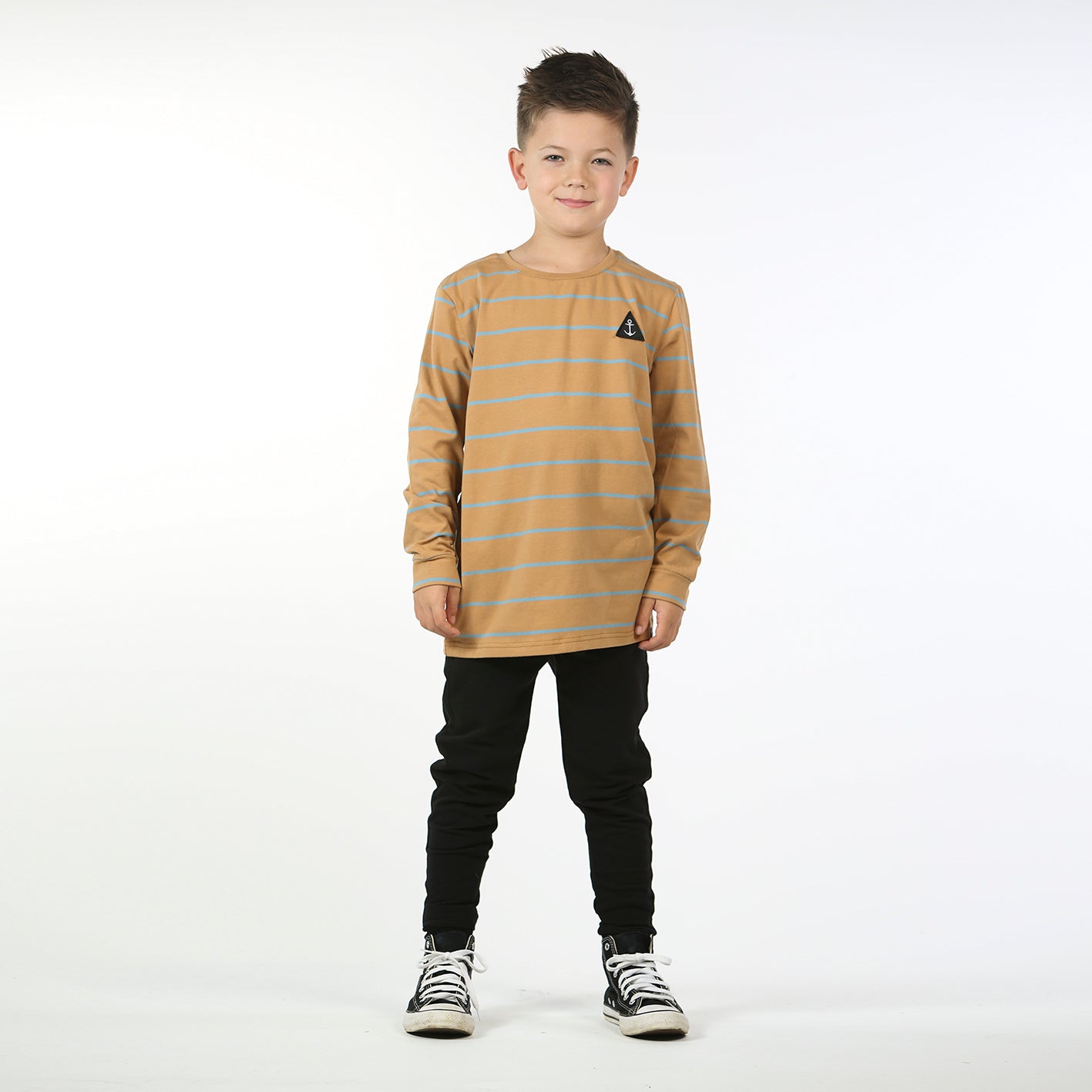 Stripe Long Sleeve Tee Brown Stripe