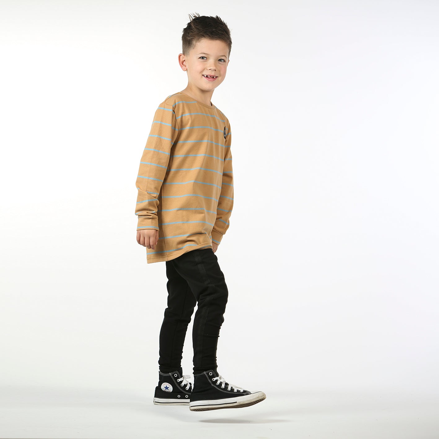 Stripe Long Sleeve Tee Brown Stripe