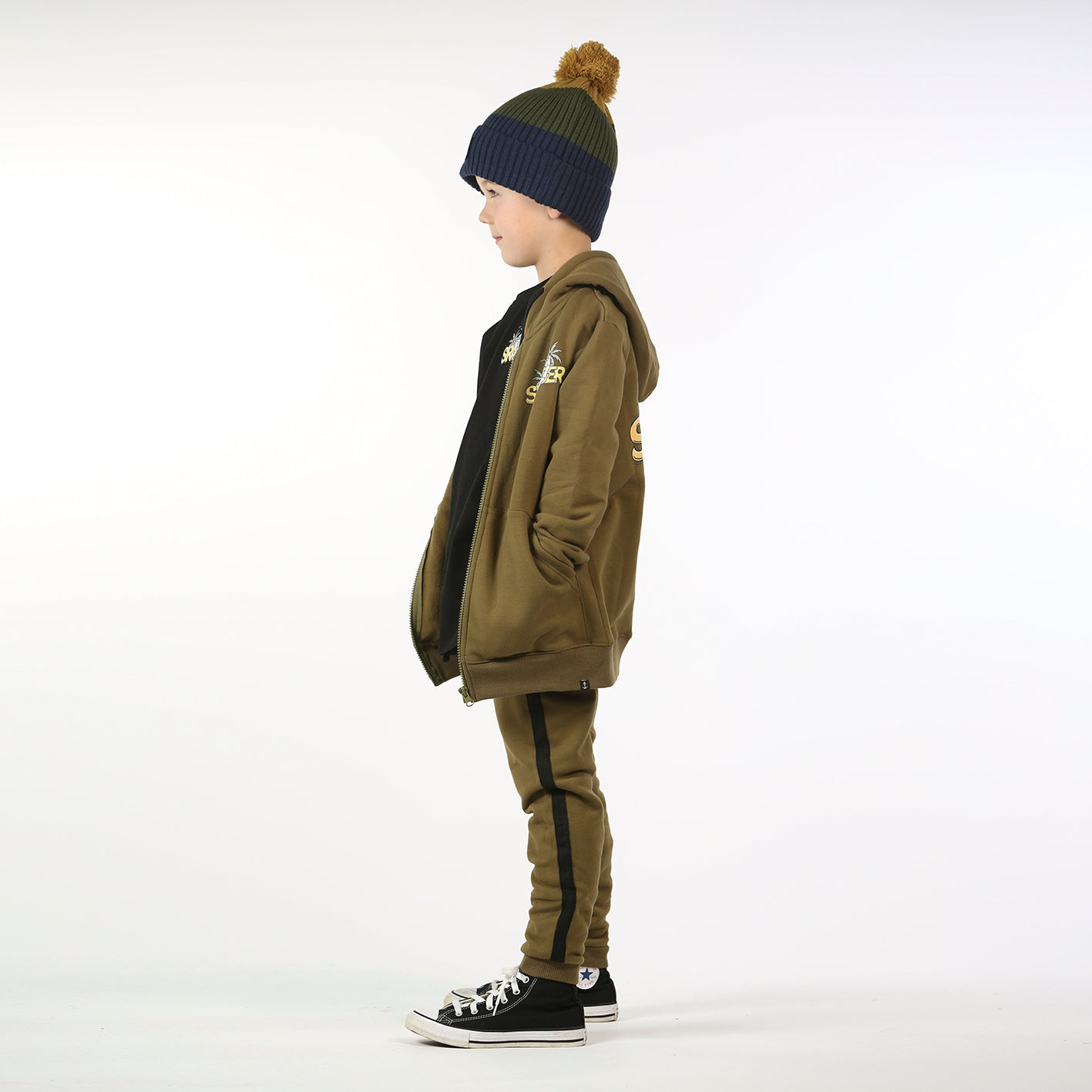 Skull Hand Zip Hood Pesto Green