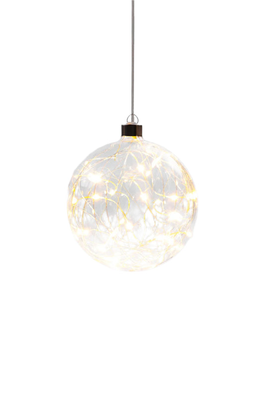 Hanging Glass Sphere Silver Thread
