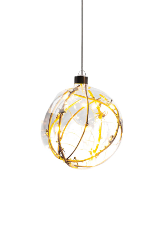 Hanging Glass Sphere Gold Bead