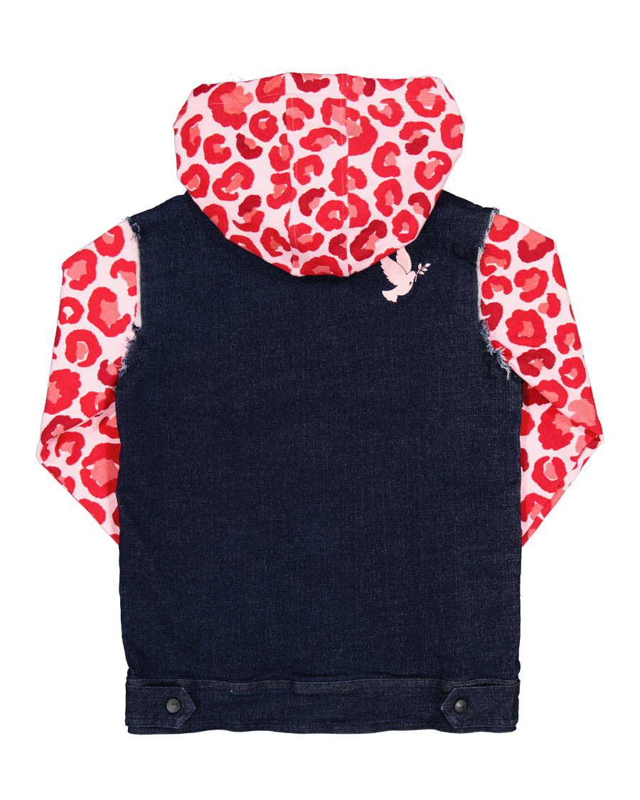 Kissed by Radicool pink leopard denim jacket