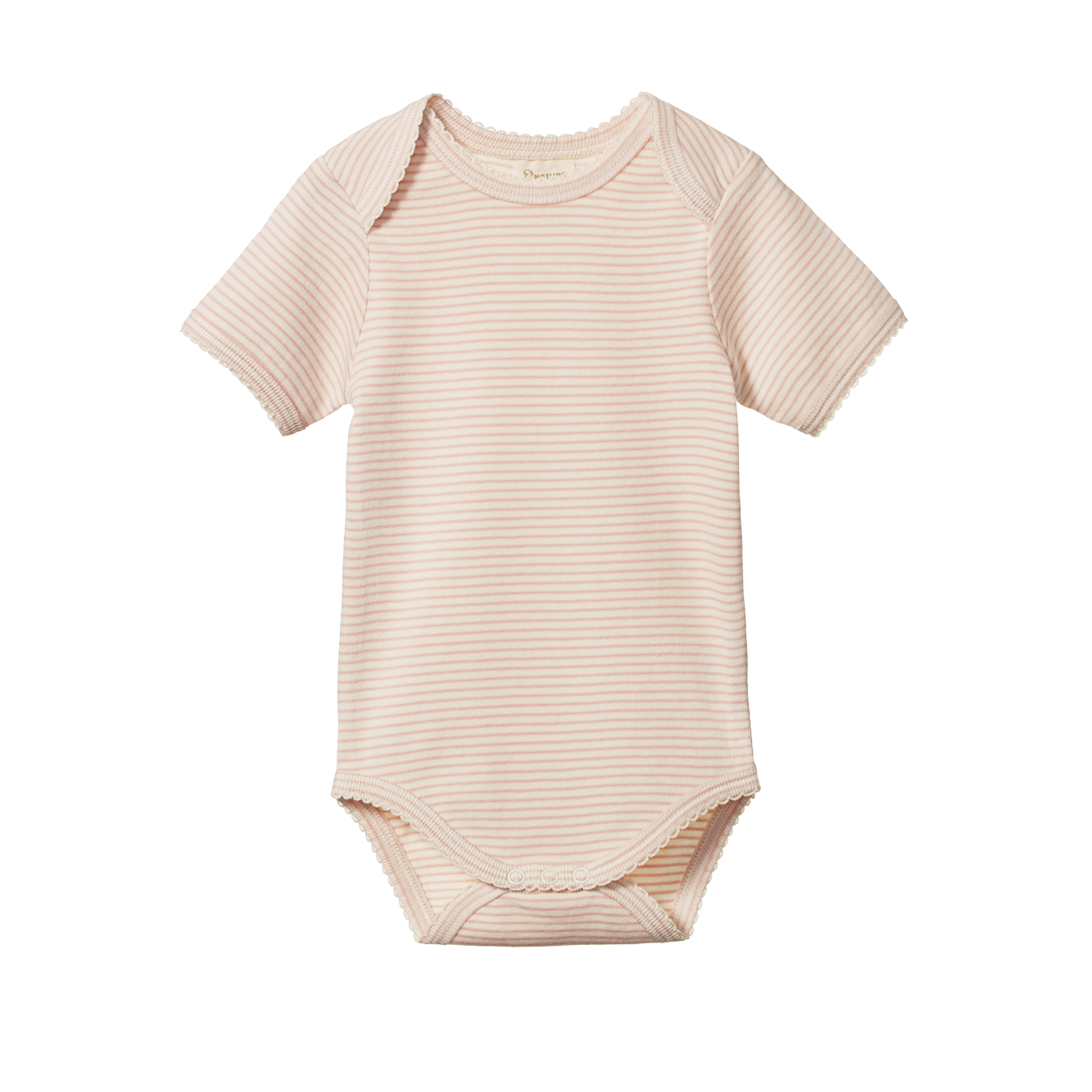 Cotton Short Sleeve Bodysuit Rose Dust Pinstripe