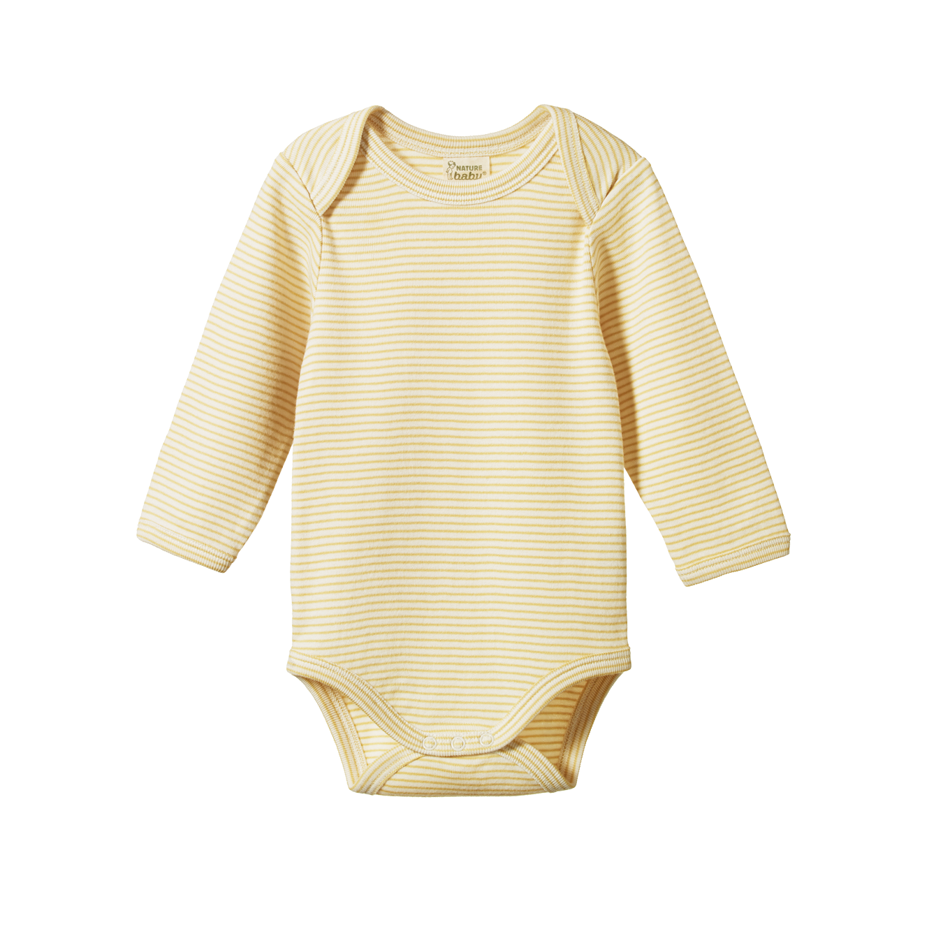 Cotton Long Sleeve Bodysuit Sand Pinstripe