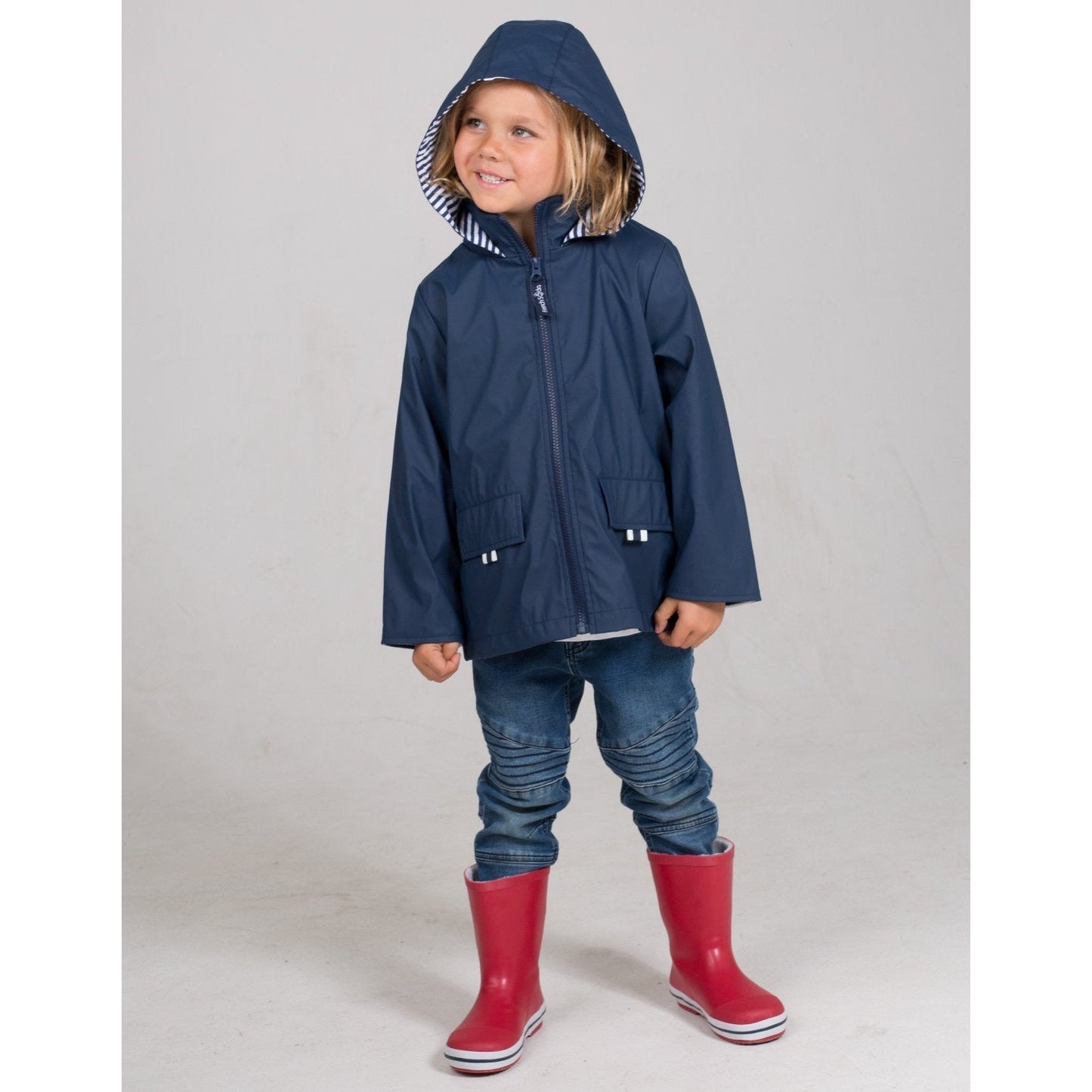 Navy Blue Zip Unisex Raincoat