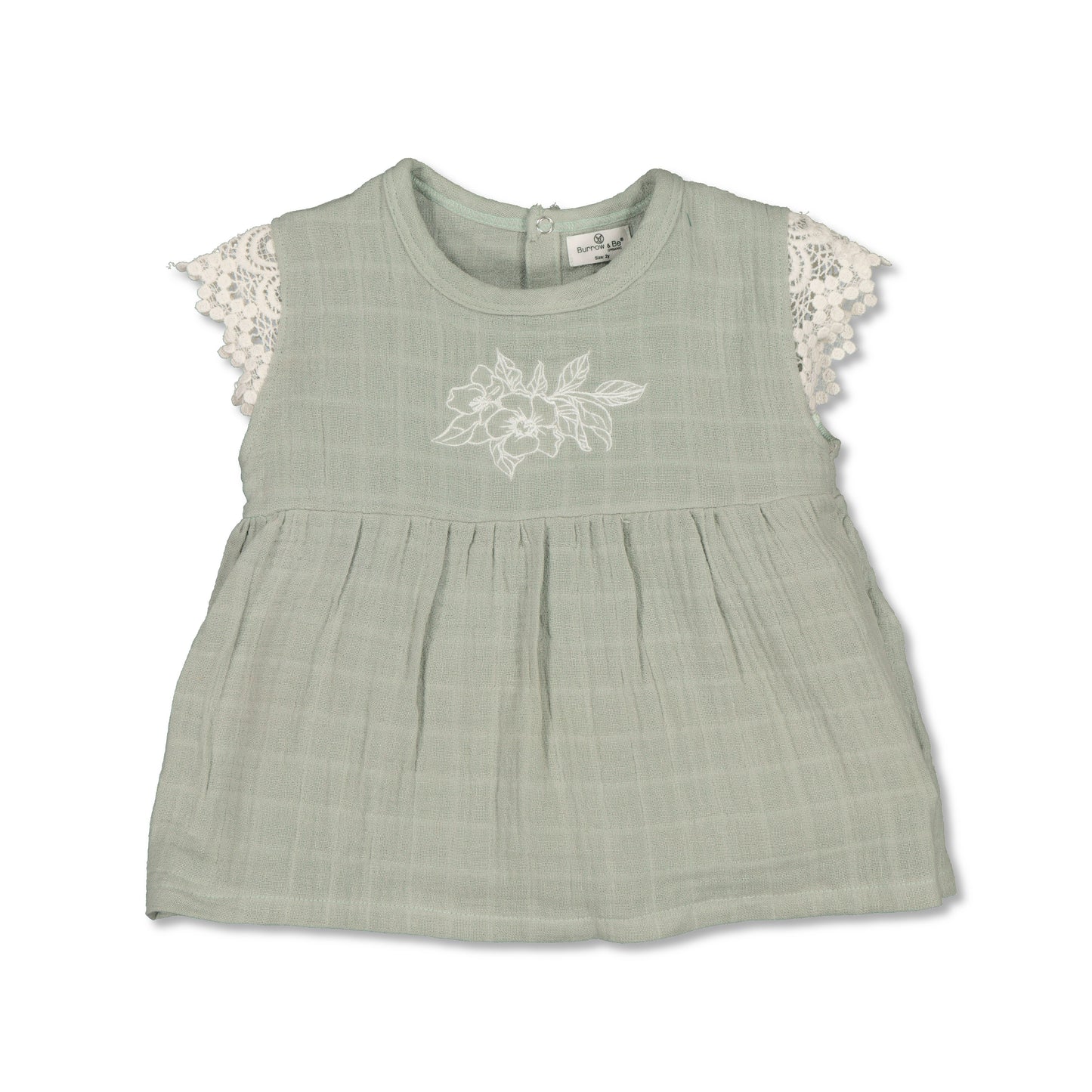 Milly Blouse - Sage with Lace Sleeves