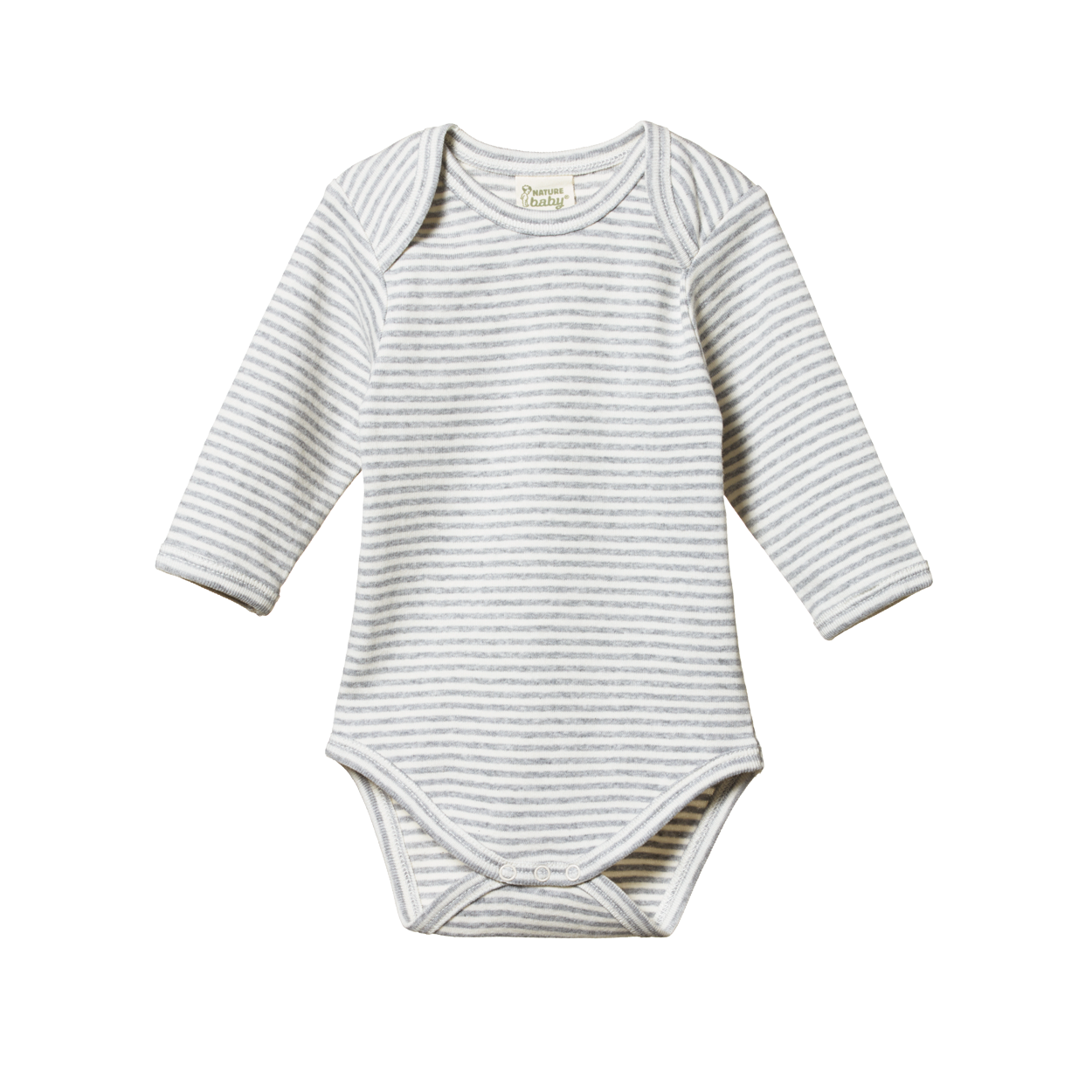 Cotton Long Sleeve Bodysuit Grey Marl Stripe