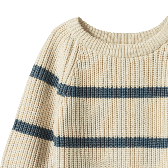 Billy Jumper Oatmeal Marl & Sky Blue Stripe