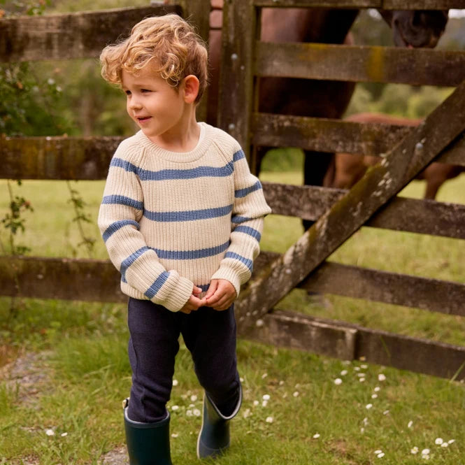 Billy Jumper Oatmeal Marl & Sky Blue Stripe