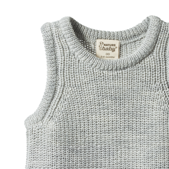 Merino Chunky Knit Vest Light Grey Marle