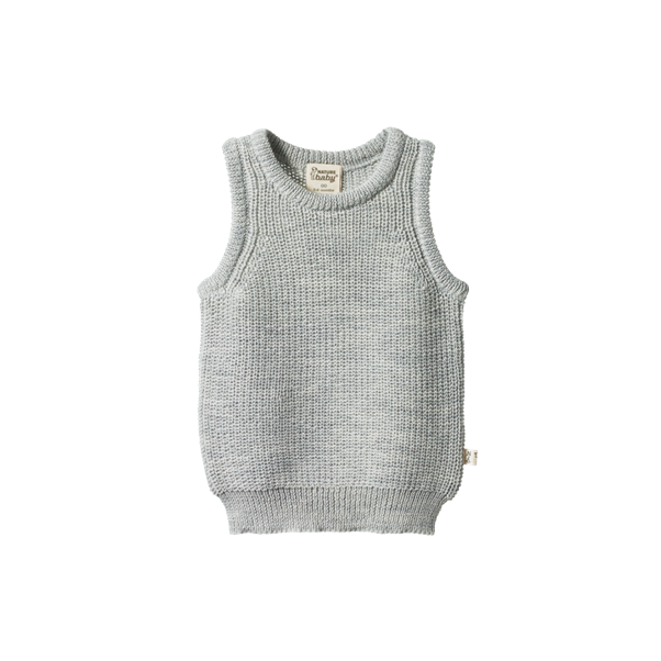 Merino Chunky Knit Vest Light Grey Marle