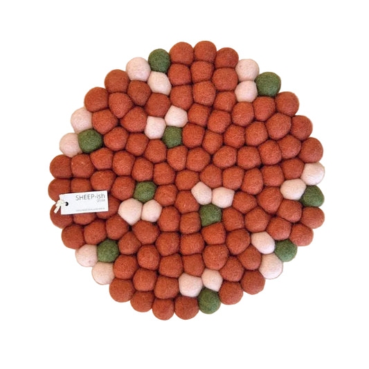 Felt Ball Pot Stands Rust Blossom 26cm