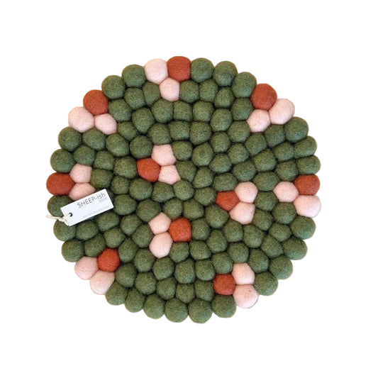 Felt Ball Pot Stands Moss Blossom 26cm