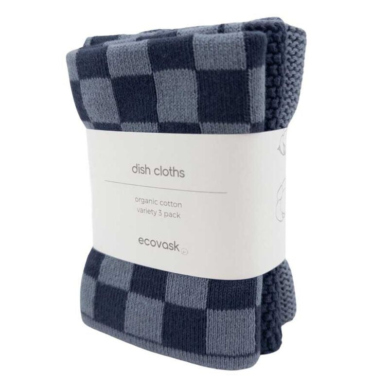 Dishcloth 3 Pack Navy Denim Chequer