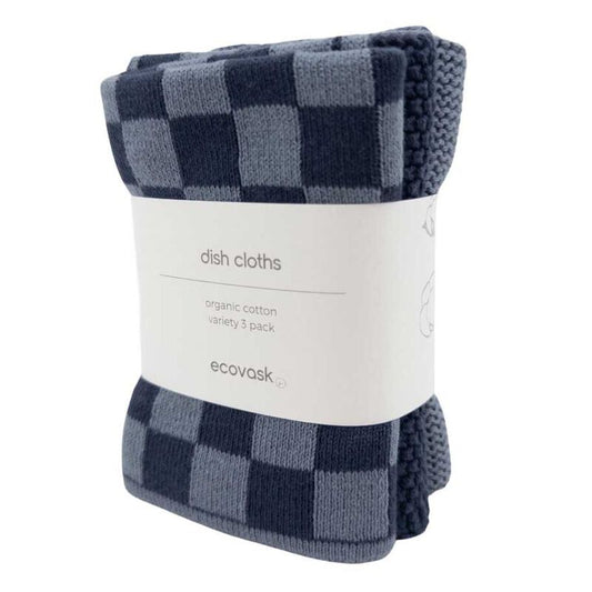 Dishcloth 3 Pack Navy Denim Chequer