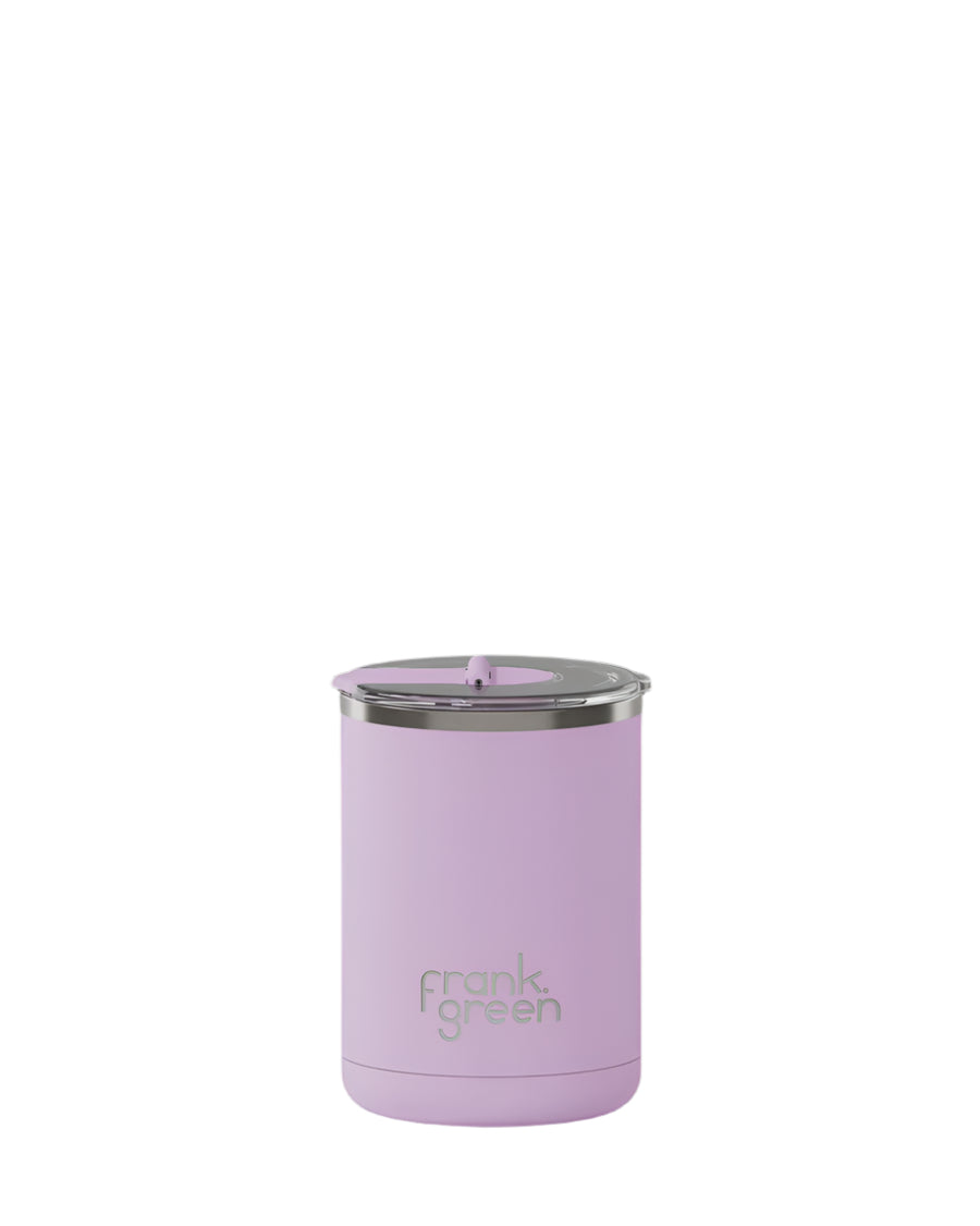 Ceramic Coffee Cup w Hinged Lid Lilac Haze