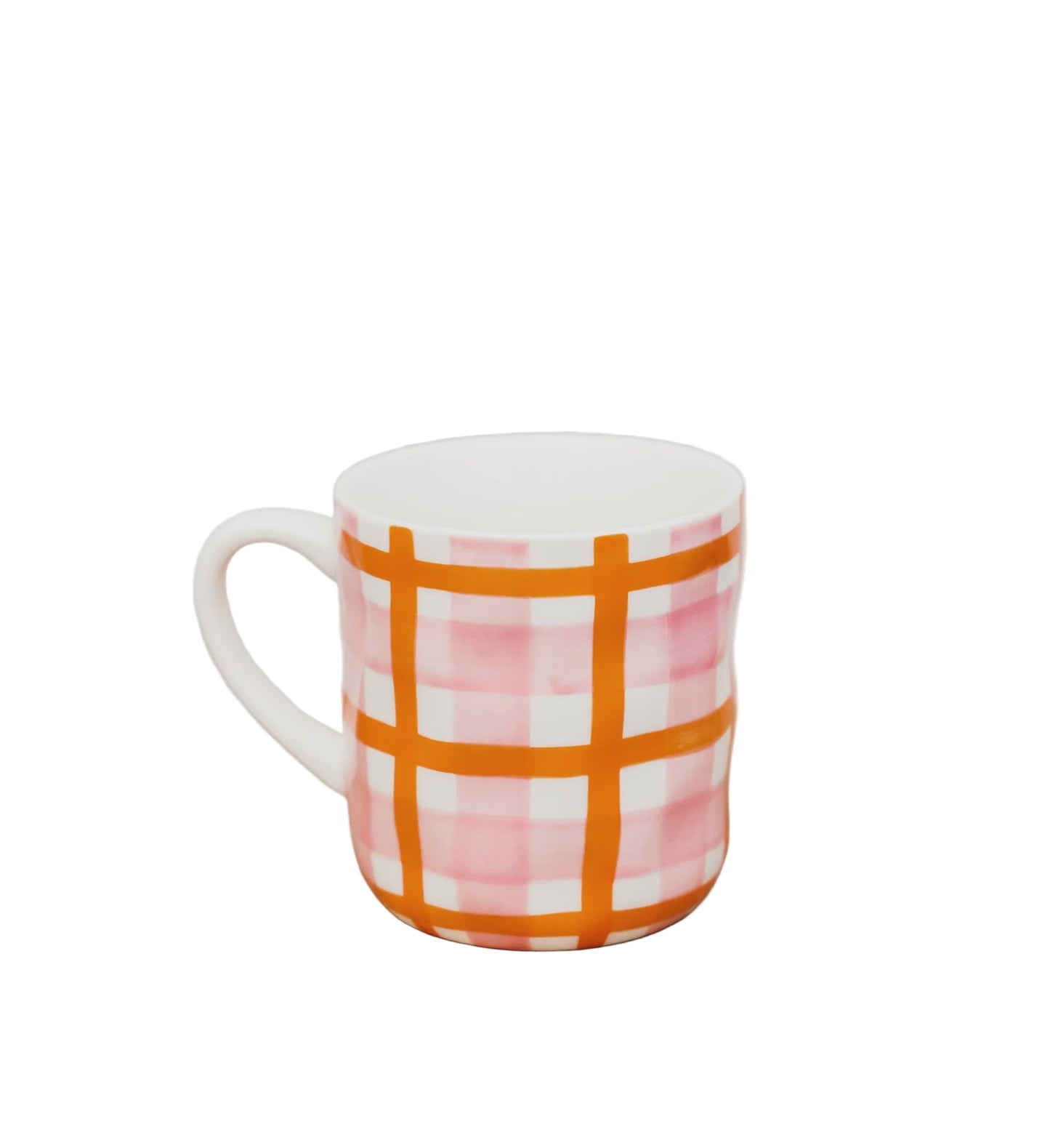 Mug Pink & Orange Gingham