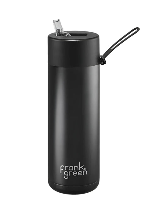 Ceramic Bottle w Straw Lid 1ltr Midnight