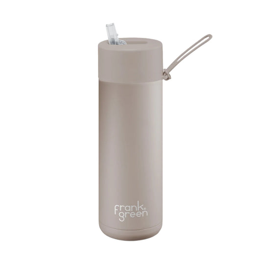 Ceramic Bottle w Straw Lid 595ml Moon Dust