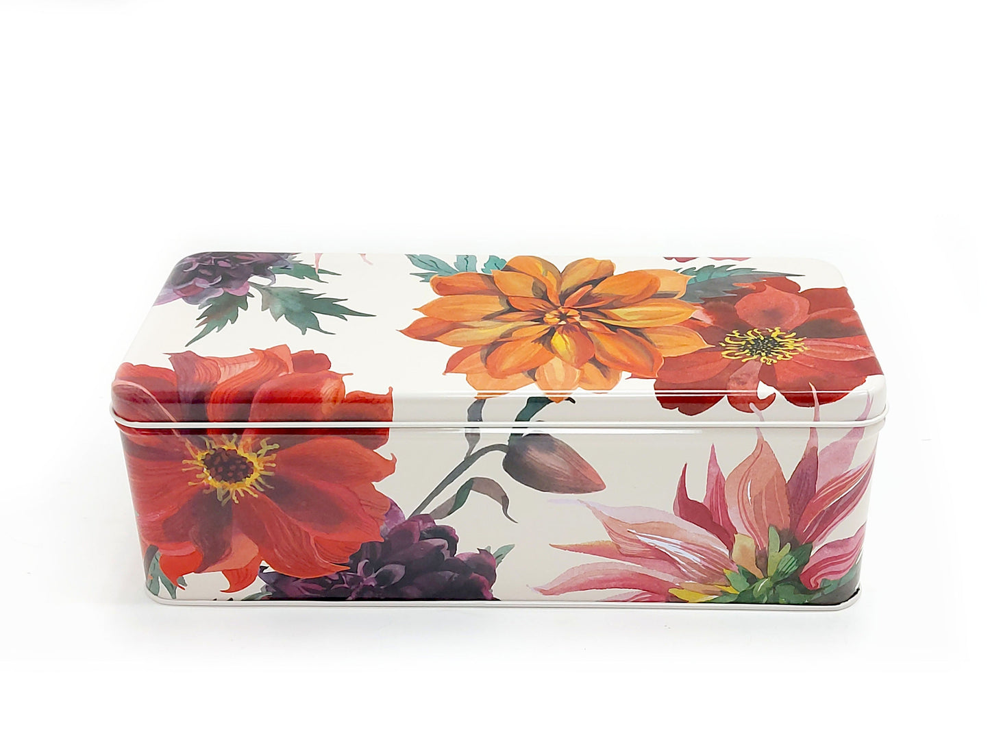 Deep Hinged Rect Flower Tin