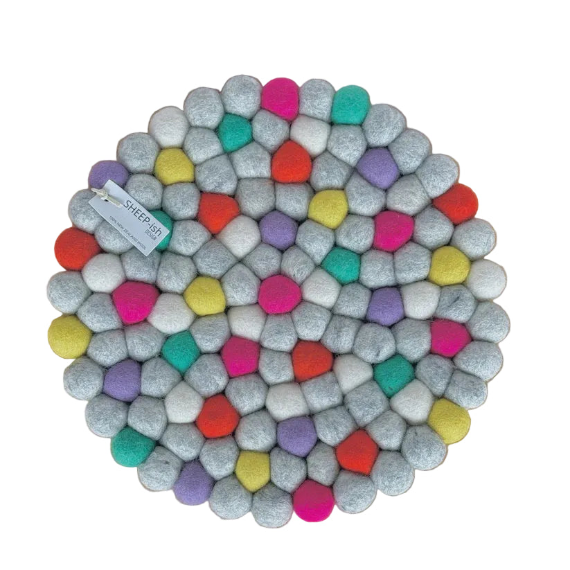 Felt Ball Pot Stands Bright Multi 26cm