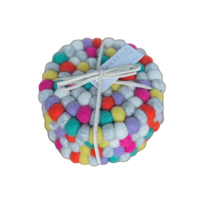 Felt Ball Coasters Bright Multi