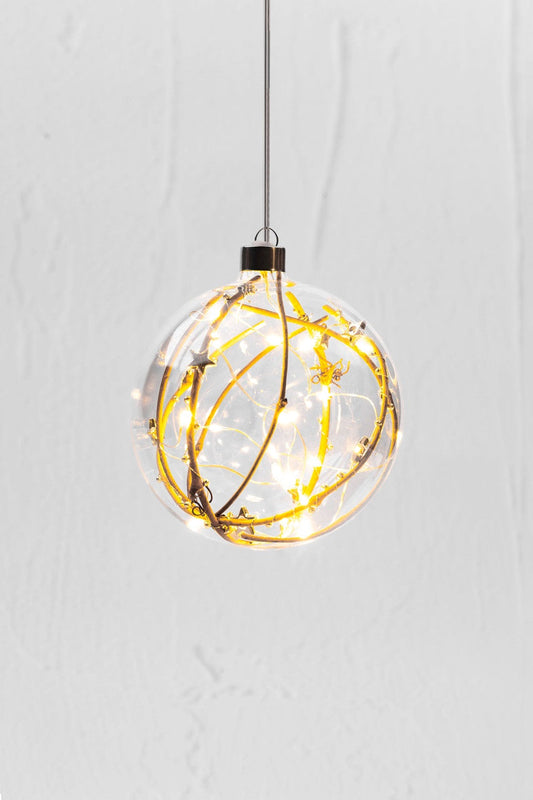 Hanging Glass Sphere Gold Bead