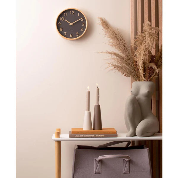 Pure Wood Grain Wall Clock Black