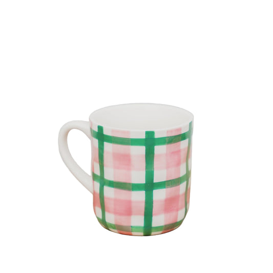 Mug Pink & Green Gingham