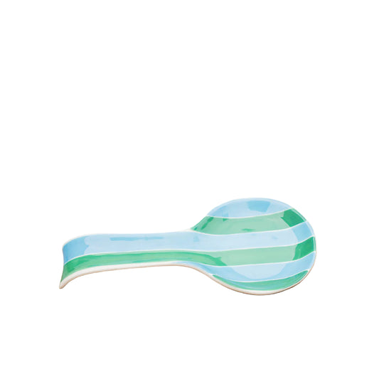 Spoon Rest Green & Cornflower Stripe
