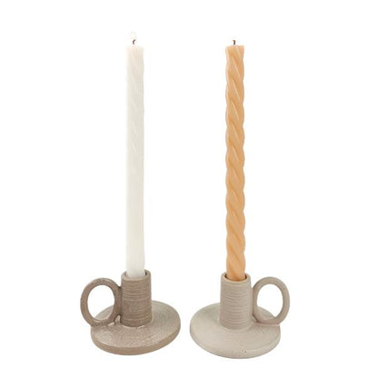 Swirl Pillar Vanilla Candle Set2 Cream & Honey