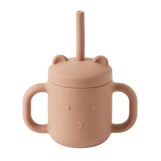 Henny Silicone Sippy Cup with Straw Terracotta
