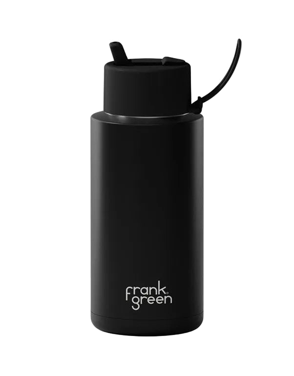 Ceramic Bottle w Flip Straw Lid 1L Midnight