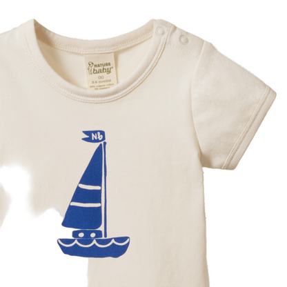Stretch Jersey SS Bodysuit Sailboat