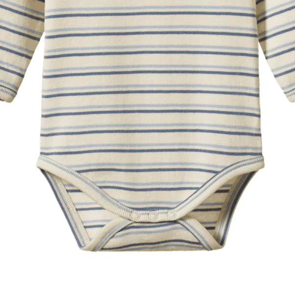 Cotton Long Sleeve Bodysuit Horizon Stripe