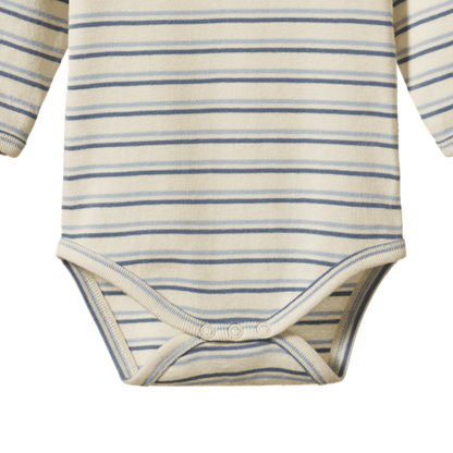 Cotton Long Sleeve Bodysuit Horizon Stripe