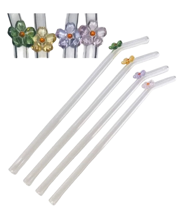 Kaya Flower Glass Straws Multicolour