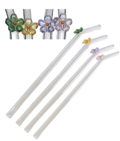 Kaya Flower Glass Straws Multicolour