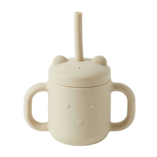 Henny Silicone Sippy Cup with Straw Almond
