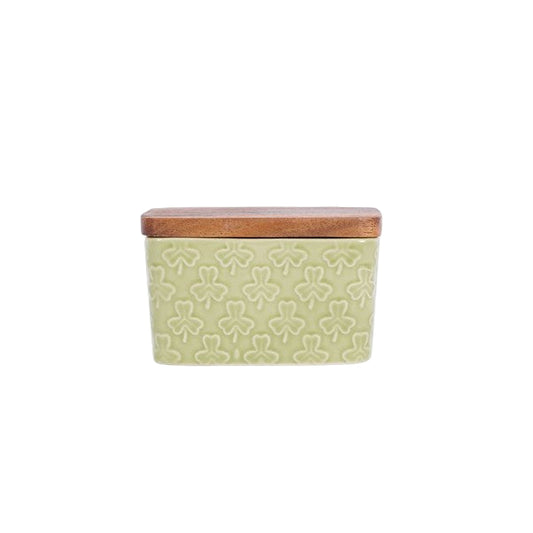 Butter Dish Green House Clover Leaf