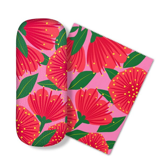 Glasses Case Br Bot Pink Pohutukawa
