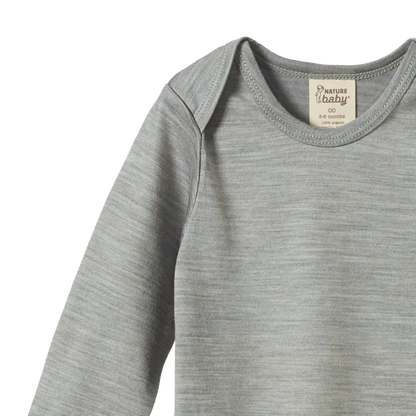 Merino Long Sleeve Bodysuit Grey Marl